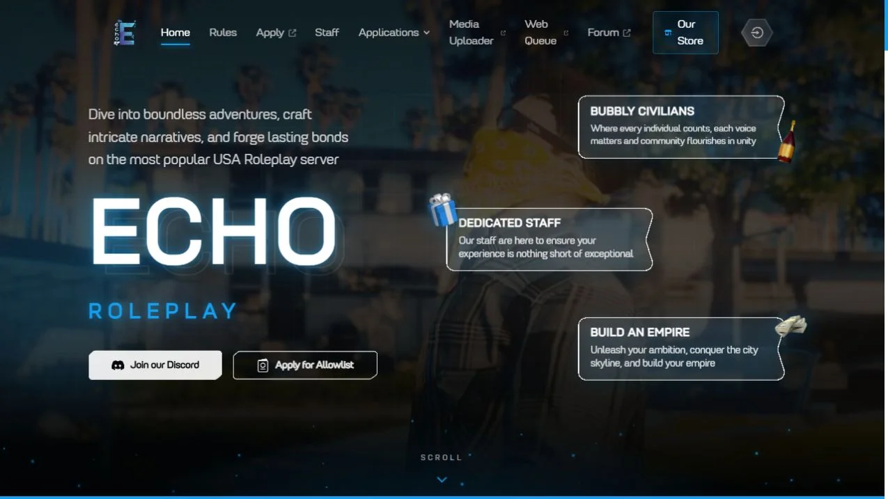 Echo RP community website homepage
