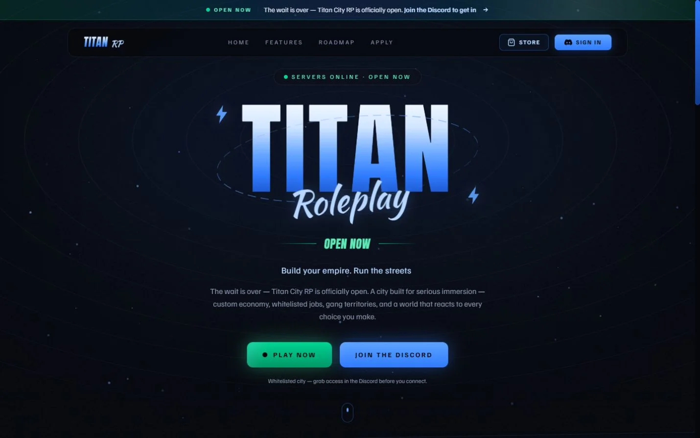 Titan Roleplay website homepage